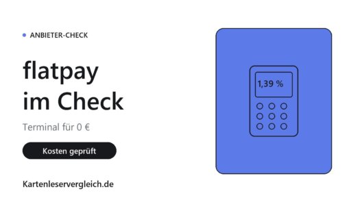 Grafik zum Anbieter-Check von flatpay: Kartenterminal mit der Anzeige 1,39 Prozent